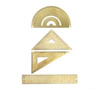 Juego de reglas de latón dorado escuadra de precisión triángulos para escuela oficina arquitectura dibujo 18cm
