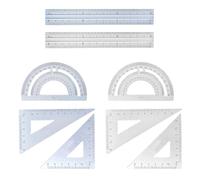 Juego de reglas de metal de 8 piezas, juego de reglas de dibujo, regla, transportador, escuadra, herramientas de dibujo geométrico, adecuado para dibujar material de oficina de aprendizaje