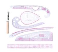 Juego de reglas de plástico para ropa profesional, 7 piezas, kit de regla de medida con forma flexible de curva francesa plantilla de dibujo de diseño de patrón de confección