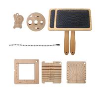 Juego de reglas de tejer de madera para medición precisa con carders de lana, calibre de hilo de madera, accesorios para manualidades