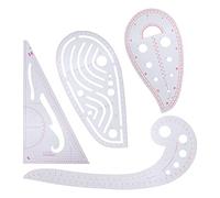 Juego de Reglas para Medición de Ropa, Regla Multifuncional para Patronaje, Curva de Manga y Plantilla de Corte, 4 Piezas - Material Resistente, Preciso y Flexible, Ideal para