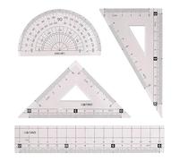 Juego de reglas transparentes de 4 piezas, juego de geometría para estudiantes con reglas triangulares, transportador y borde recto de 15 cm, perfecto para tareas de matemáticas, lectura rápida, fácil