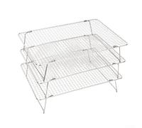 Juego de rejilla para asar y hornear de acero inoxidable con elevado para una mejor circulación del aire durante el proceso de enfriamiento (tres capas)