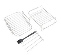 Juego de rejilla para freidora rectangular de acero inoxidable con revestimiento antiadherente para freidoras de aire Foodi DZ201 401 Instant Bella, incluye cepillo de aceite