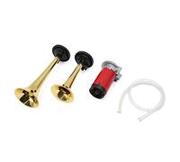 Juego de relés compresor bocina aire for motocicleta, coche, trompeta doble, tono dorado, 12V, 117dB