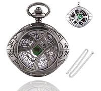 Juego de reloj de bolsillo retro con forma de ojo creativo, conjunto de regalo, collar colgante de cuarzo, reloj de bolsillo para hombre y mujer