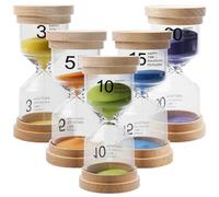 Juego de relojes de arena para niños de madera, 5 unidades, temporizador de arena, juego de 3/5/10/15/30 minutos, coloridos relojes de arena para niños, anticaídas, relojes de arena para cepillarse