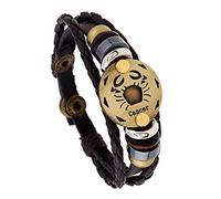 Juego de relojes para hombre, pulsera de cuero con cuentas, pulseras de constelación de cuero de 24 horas para hombre, talla única, Cuero, No es una piedra preciosa