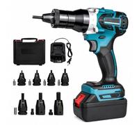 Juego de remachadora eléctrica inalámbrica, 26 V, 5200 mAh, 2 velocidades y modos de memoria para tuercas M3-M12, ideal para proyectos de auto y bricolaje