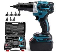 Juego de remachadora eléctrica inalámbrica - Herramienta remachadora automática de batería de 5.2 Ah para remachado ciego de 1/8 a 1/2 pulgada, herramienta de tuerca remache portátil para metal y