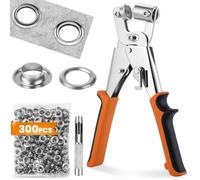 Juego de Remachadora y Ojales Metalicos - Kit Completo con 300 Ojales de Acero Inoxidable (Ø10mm), Herramienta Profesional para Lona, Cuero, PVC y Más