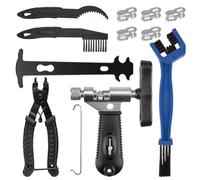 Juego de remaches para cadena de bicicleta, herramienta con candado de cadena, alicates de limpieza para bicicleta, pinzas de cadena y 5 pares de cadenas de bicicleta, juego de reparación para cadena