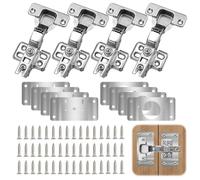 Juego de reparación de bisagras para puerta de armario, 4 bisagras y muebles, 8 piezas de acero inoxidable con 48 tornillos, bisagra de olla para puertas de armario, para muebles de madera