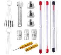 Juego de reparación de limpieza de aerógrafos/21 boquillas de acero, juego de llaves de aguja para mantenimiento de larga duración, kit de limpieza con llave