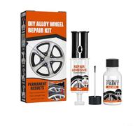 Juego de reparación de llantas de aluminio, 25 ml, pegamento y barniz plateado de 10 ml, para quitar arañazos para llantas de aluminio y acero, kit de pulido anticorrosión con papel de lija para coche