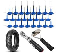 Juego de reparación de neumáticos de 6 mm, 26 unidades, tapón de neumático, goma para reparación de hongos, juego de tapones multiusos con rueda de rodillo y rascador para coche, camión, bicicleta