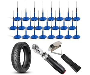 Juego de reparación de neumáticos de 6 mm, 26 unidades, tapón de neumático, goma para reparación de hongos, juego de tapones multiusos con rueda de rodillo y rascador para coche, camión, bicicleta