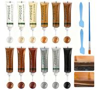 Juego de reparación de parquet de madera laminada, 12 colores, masilla de madera, juego de reparación de muebles de madera con cuchara y cepillo, reparación de arañazos, grietas y decoloración para
