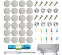 Juego de reparación de techo de techo, 60 piezas de remaches de reparación de coche, reparación de cielo de coche, botones con alfileres, destornillador, cinta métrica, juego de reparación de tela