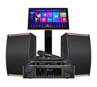 Juego de reproductor de karaoke, máquina de karaoke profesional con micrófono inalámbrico dual, 22 idiomas, pantalla táctil capacitiva de 19 pulgadas, reproductor de cine en casa en línea, para