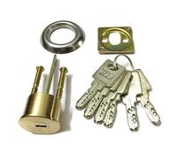 Juego de repuesto de cilindro de llanta, cerradura de puerta exterior de cobre con 6 llaves para el hogar, la oficina y el aire libre (65 x 27,7 mm)