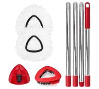 Juego de repuesto de fregona giratoria para sistema O-Cedar EasyWring de 1 tanque, incluye 2 cabezales de repuesto de fregona, 1 mango de fregona (poste ajustable de 4 secciones de 30 a 58 pulgadas