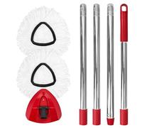 Juego de repuesto de fregona giratoria para sistema O-Cedar EasyWring de 1 tanque, incluye 2 cabezales de repuesto de fregona, 1 mango de fregona (poste ajustable de 4 secciones de 30 a 58 pulgadas