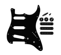 Juego de repuesto Fleor con golpeador estilo SSS, cubiertas de pastillas, perillas de control 2T1V y punta de interruptor para ST, 1 ply, Black