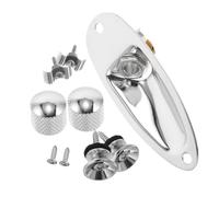 Juego de Repuestos para Guitarra Eléctrica con Conector Barco | Botones de Bloqueo de Correa, Perillas de Metal, Tapa y Clavija de Extremo, Kit Completo en Plata