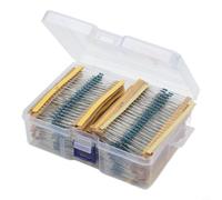 Juego de resistencias de película metálica 1/4 W ± 1% 2600 piezas 130 valores de 1Ω a 3 MΩ surtido para electrónica, proyectos de bricolaje y reparación de tablas de breadboard (en caja)