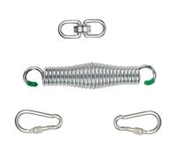 Juego de resortes de suspensión para silla de columpio con conector de resorte helicoidal de 22 cm y 2 mosquetones de tornillo para reemplazo de asiento de porche, uso en interiores, suspensión de