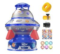 Juego de riego, juego de riego divertido, platillo volador giratorio 360° con iluminación para animales, jardín, playa, parques caninos