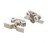 Juego de rieles colgantes para puerta corrediza, acero inoxidable, guía de puerta de vidrio con rodillos, funcionamiento suave y silencioso para baño plegable o sólido