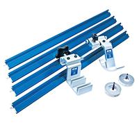 Juego de rieles con topes, 8 piezas, métricos, para sierras ingletadoras, mesas fresadoras