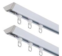 Juego de rieles de aluminio para cortina de techo con rodillos, 2,4 m, barra de cortina divisora para privacidad en apartamentos, hospitales, caravanas, color blanco, ideal para la gestión del espacio