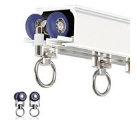 Juego de rieles de aluminio resistente para puerta corredera, rodillos silenciosos para montaje en techo, 1 m, 2 m, 5 m de longitud, perfecto para sala de estar, montaje lateral (2,5 m)