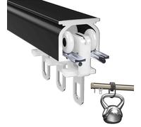 Juego de rieles de cortina de aluminio, sistema completo de 1 canal con accesorios de montaje, perfecto para cortinas y cortinas montadas en el techo, fácil instalación, resistente y diseño para