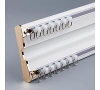 Juego de rieles de cortina de doble riel resistentes - Riel de techo de aluminio ajustable de 3.3 pies a 14 pies para sala de estar, dormitorio, divisor de habitación, color blanco (3,4 m)