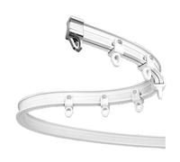 Juego de rieles de cortina doble personalizable, riel de techo flexible de 14 pies con rodillos silenciosos para sala de estar, dormitorio, divisor de habitación, diseño curvado flexible
