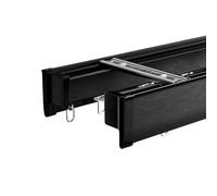 Juego de rieles de cortina dobles de alta resistencia, riel de techo de aleación de aluminio para divisor de habitaciones, sala de estar, dormitorio, ducha, hotel, hospital (negro, 1 m)