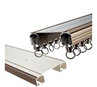 Juego de rieles de cortina dobles de aluminio resistentes para el hogar, oficina, hospital, instalación en pared o techo, sistema versátil de riel de cortina