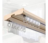 Juego de rieles de cortina dobles silenciosos para montaje en techo de aluminio para una fácil instalación, ideal para separadores de habitación, ventana de dormitorio, acabado de 20.2 m de