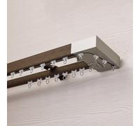 Juego de rieles de cortina resistentes para montaje en pared, varillas dobles de imitación de grano de madera para mayor privacidad, 4,8 m / 15.7ft, color marrón, perfecto para decoración del hogar y