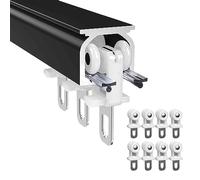 Juego de rieles de ducha de aluminio para montaje en el techo, riel de metal recto para una fácil instalación, camino duradero, acabado negro, ideal para baños y duchas