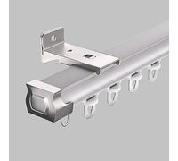 Juego de rieles de montaje en pared de 1,8 m, moderno riel de cortina para cenador, patio, dormitorio, balcón, sala de estar, elegante diseño gris claro