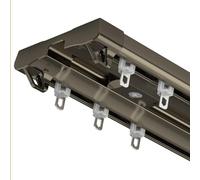 Juego de rieles de techo ajustables de doble riel de aluminio de 14 m para sala de estar, dormitorio, ducha, acabado champán, solución versátil y elegante