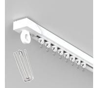 Juego de rieles divisores de cortina adhesivos de PVC con ganchos de rodillo para techos lisos/azulejos de 2,8 m y 3,7 m, fácil instalación, versátil decoración del hogar