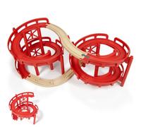 Juego de rieles en espiral para tren de madera (doble espiral) | Adecuado para la mayoría de accesorios de ferrocarril de madera y rieles de madera, juego creativo para niños a partir de 3