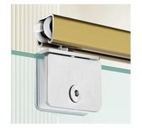 Juego de rieles para puertas correderas de alumini Kit de rieles for puertas corredizas vidrio con rodillos 4 ruedas for 5-8 mm 50-400 cm Plata champán(Champagne,110cm/43.3in)