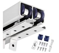 Juego de rieles Premium para Puertas corredizas - Kit de herrajes para Puertas de Granero con Tornillos y polea, Sistema de Marco para Puertas empotradas para un Funcionamiento Suave (platea